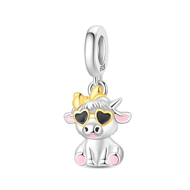 New 925 Silver Lucky Zoo Cat Dog Rabbit Fox Charms Bead For Women Fit Bracelet DIY Birthday Party Jewelry Gift