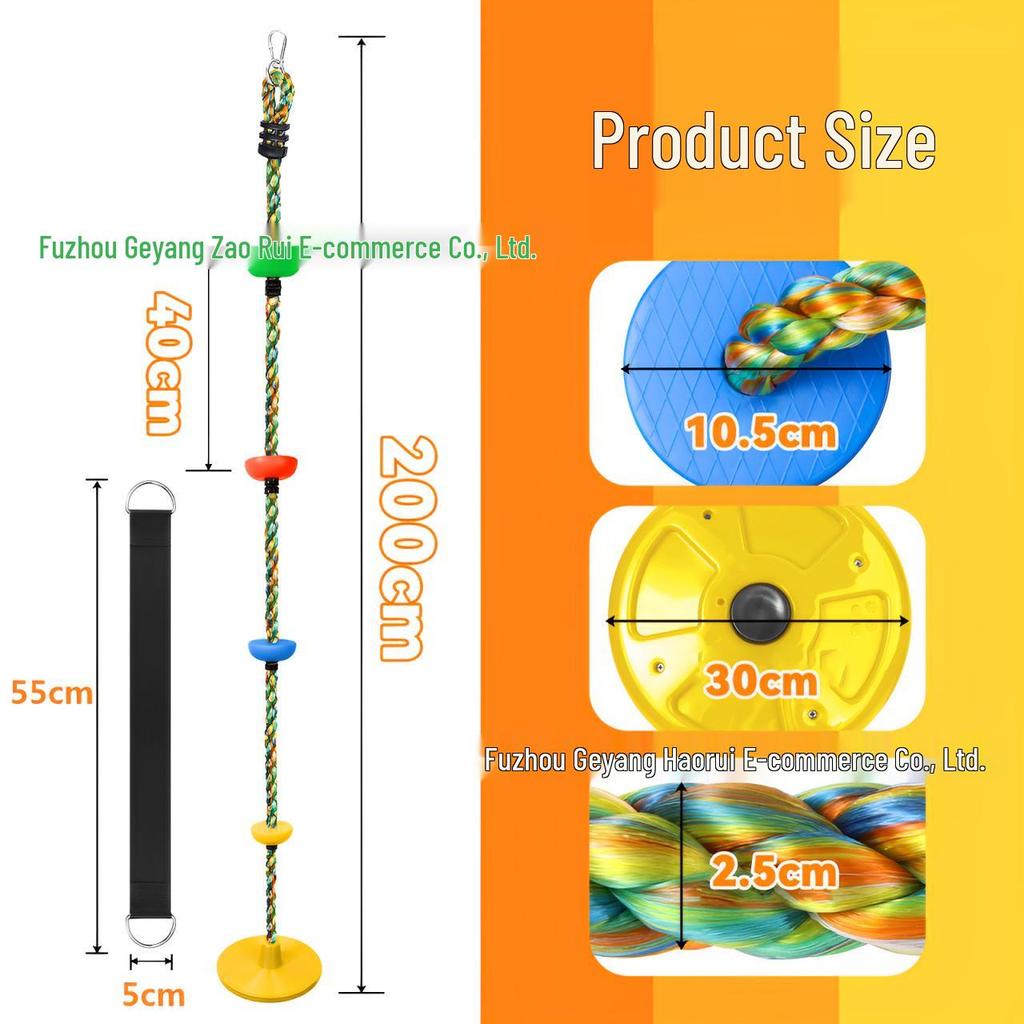 Large Children's Disc Swing with Climbing Rope - Sensory Training Playground Toy for Kindergartens