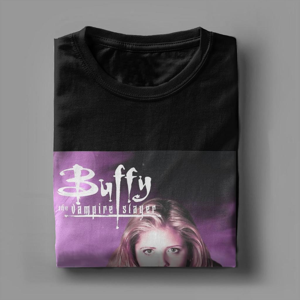 Men's T-Shirts Buffy the Vampires Slayer Vintage 100% Cotton Tee Shirt Short Sleeve TV Series T Shirt Round Neck Clothes