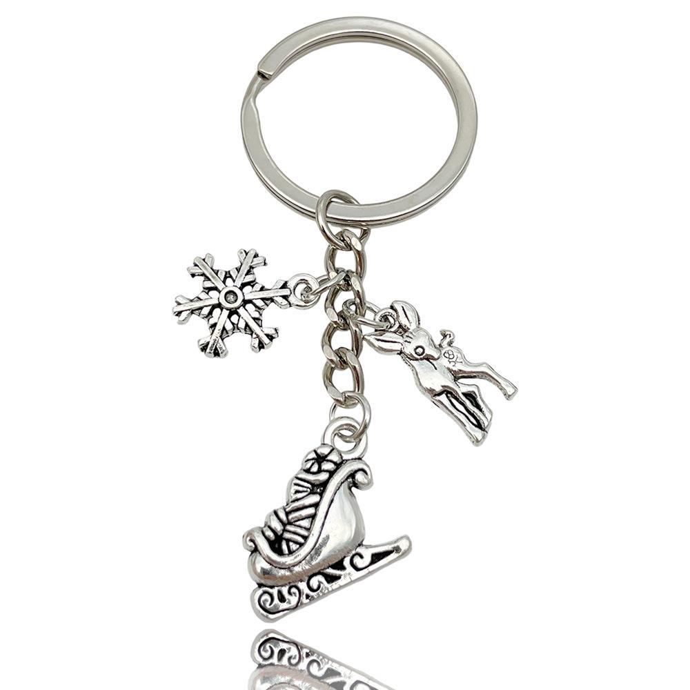 Exquisite Christmas Keychain: Santa, Reindeer, Gift Box, and Bell Ornaments Pendant