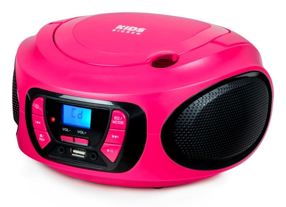 Bigben CD62RSUSBBT - przenośny odtwarzacz CD/MP3, USB z radiem FM i Bluetooth, różowy, BigBen