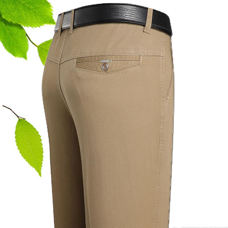 

Повседневные мужские брюки, свободные прямые брюки с высокой талией для мужчин среднего возраста 38 темные хаки