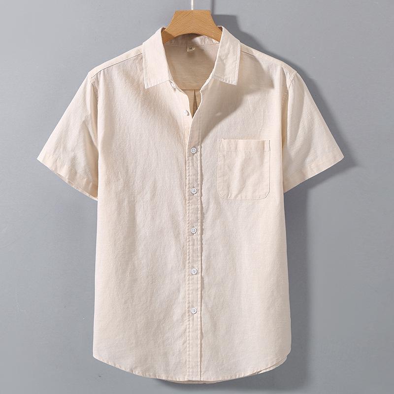 Men's Summer Casual Linen Short-Sleeve Lapel Shirt
