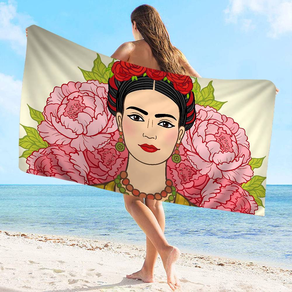 F-Frida K-Kahlo Arte Microfibra Asciugamano da Spiaggia Assorbente Asciugatura Rapida Morbido Yoga Nuoto Resort Arrampicata su Montagna Asciugamano