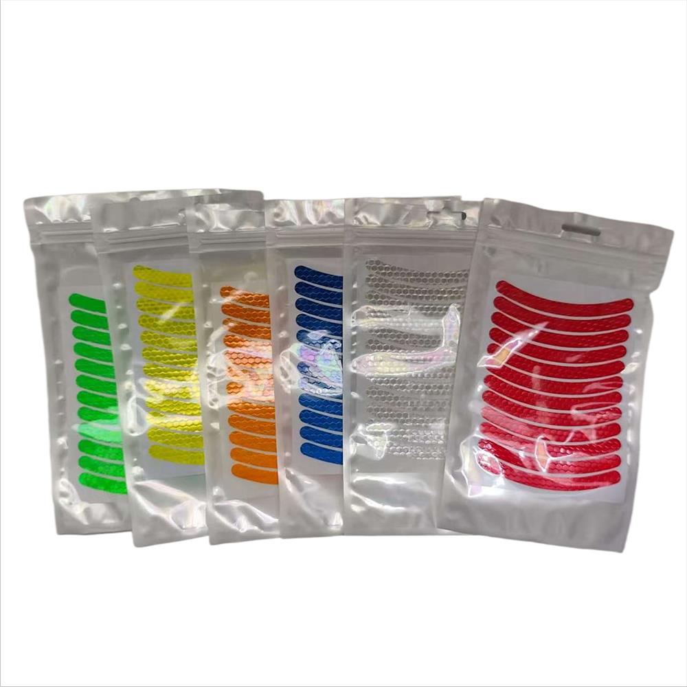 12Pcs/set Car Wheel Stripe Reflective Stickers Night Reflectors Adhesive Safety Decoration Waterproof Tapes For Bicycles Helmet