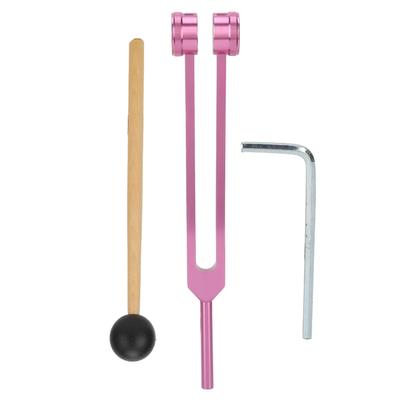 128HZ Tuning Forks Paint Process Aluminum Alloy Tuning Fork Set with Hex Wrench Small Hammer Pink