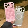 Pink Plaid Bow Magnetic Stand iPhone Case for Models 14, 15 Pro Max, 16, and Apple 17