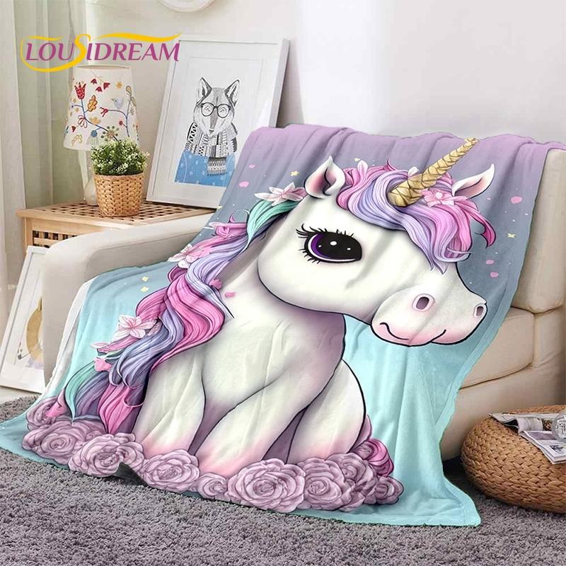 3D Cute Dream Unicorn Cartoon Girl  Soft Blankets,Keep Warm Throw Blanket Comfortable Blanket for Picnic Beds Sofa Home Bedroom