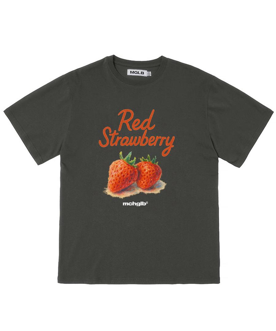 Match Glove Red Strawberry Oversized Tee (Dark Gray) Dark Gray/Free