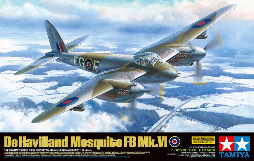 Tamiya Aircraft Series 26 Royal Air Force De Havilland Mosquito FB VI Plastic Model Kit 60326 1/32 No. Mk.