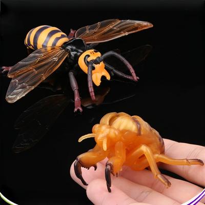 Yell Japanese Giant Hornet Simulation Animal Model Cicada Shell Mini Figurine Desktop Decor Collectible For Adult Hobbyists