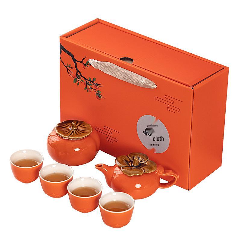 Persimmon Kung Fu Tea Set - Ideal Wedding, Birthday, or Event Gift; Custom Logo Available