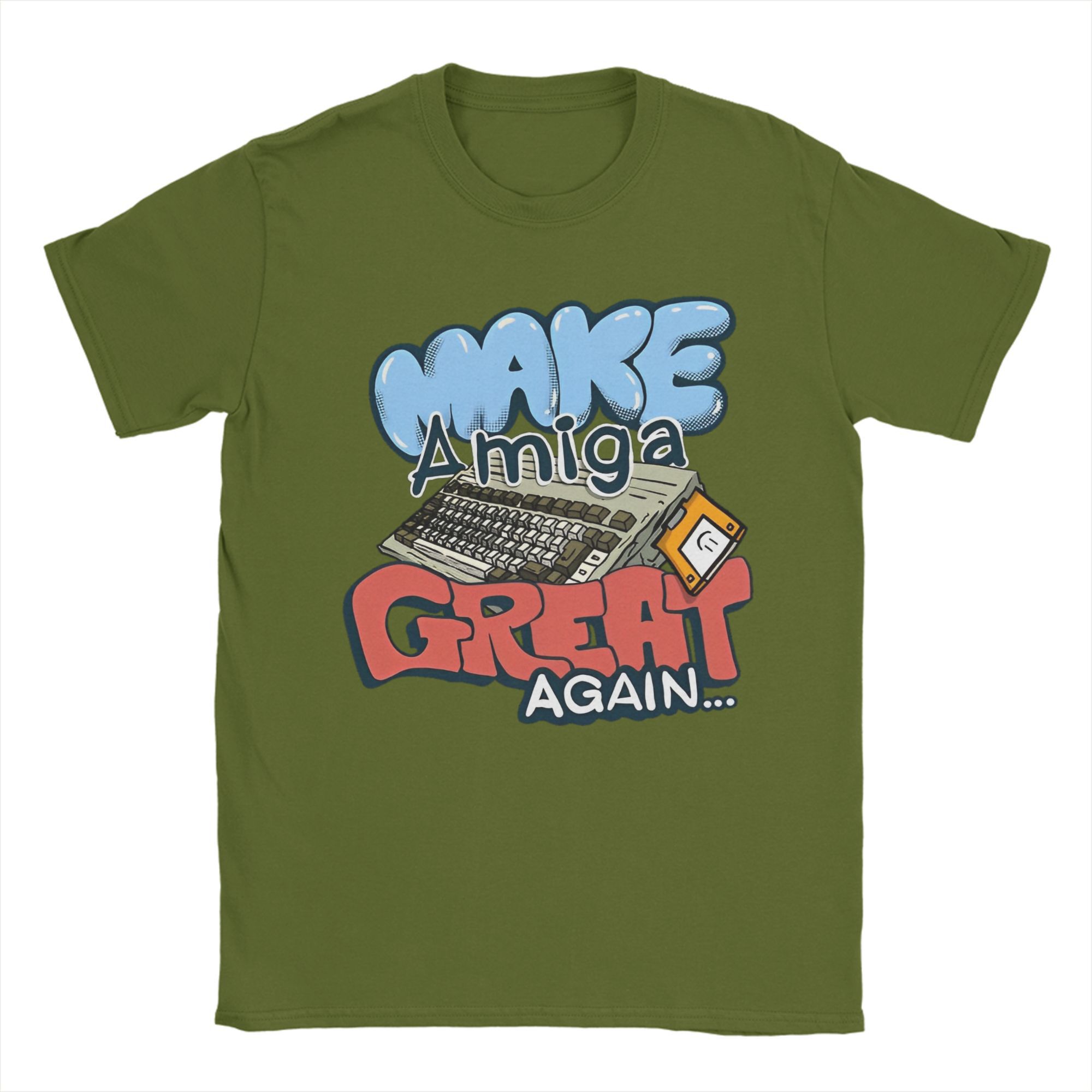 

Streetwear Make Amiga Great Again T-Shirt Men 100%Cotton Short Sleeve O-neck Summer Clothes S