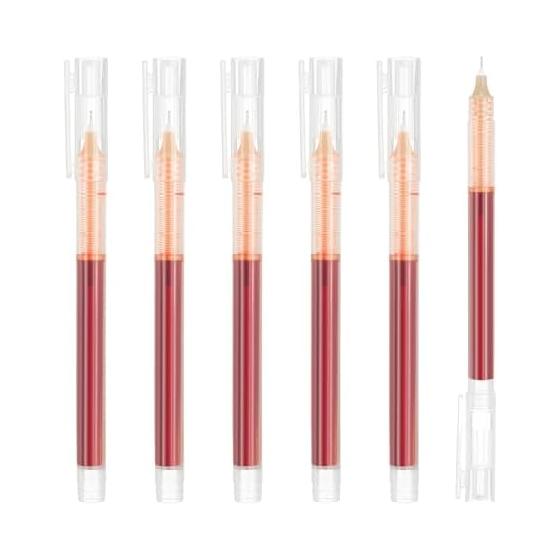 PATIKIL 6 Pcs Color Gel Ink Pens, 0.5mm Fine Point, Smooth Writing, Quick Dry Liquid Ink Rollerball Pens for Office, Classroom, Teacher, Orange