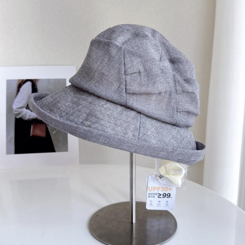 High-end Korean-style Summer Cotton Linen Slouchy Bucket Hat for Women Minimalist Breathable Sun Protection Caps