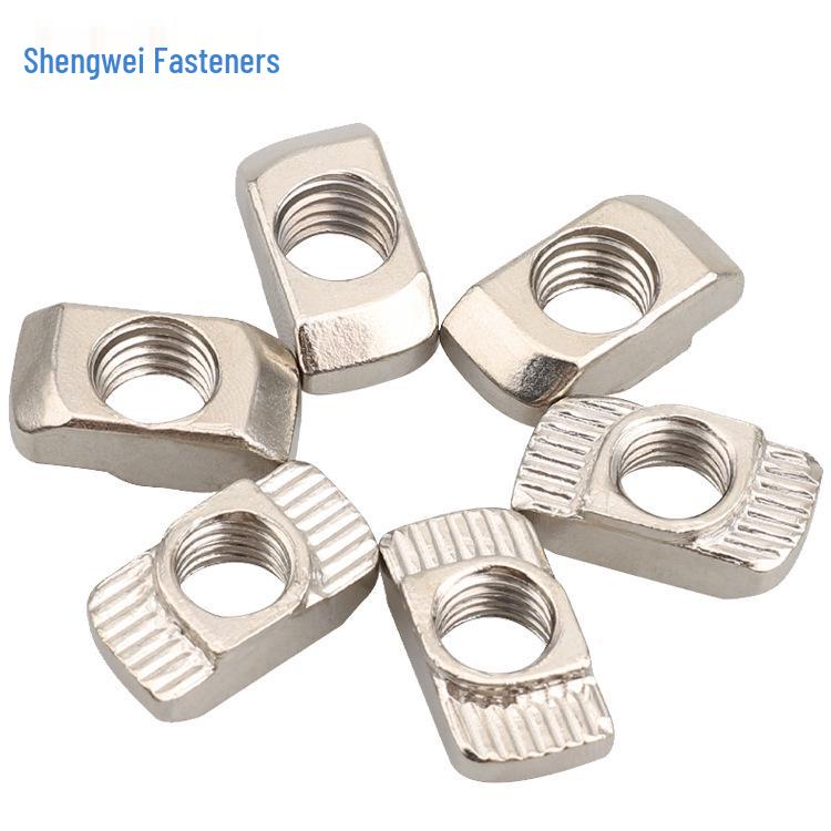 Nickel-Plated 304 T-Nut for European Standard Aluminum Profile, M4-M8 Boat-Shaped Nut