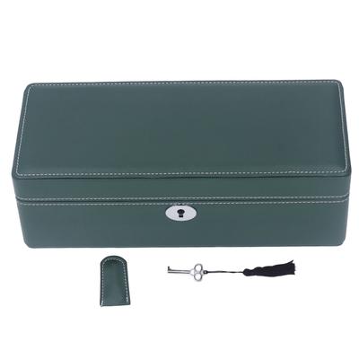 4-Schlitz Uhrenbox Organizer mit Schlüssel Mikrofaserleder Grün Exquisite Uhrenaufbewahrungsbox