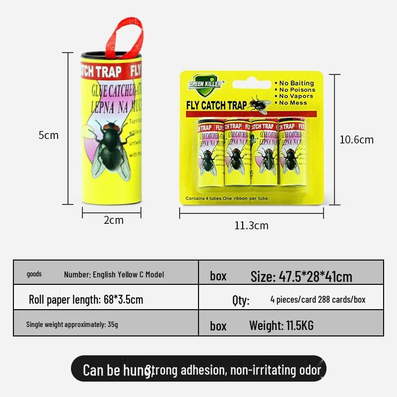 Colorful Fly Paper Trap - Strong Sticky Tape for Fruit Flies and Bugs
