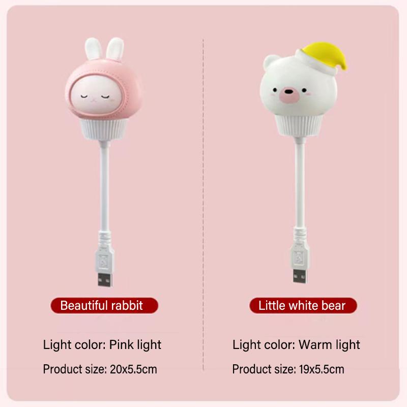 New USB Night Light 3 Mode Smart Remote Control Light Cartoon LED Night Lamp Bear Rabbit for Bedroom Decor Bedside Lamp