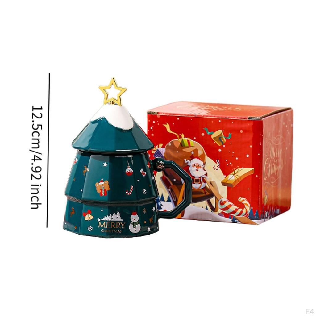 Keramische Kerstmok Koffie Drinkgerei met Deksel en Handvat Melk Uniek Schattig Kerst