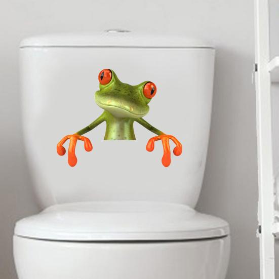 Frog Bathroom Toilet Sticker Waterproof Frosted PVC Material Frog Long-lasting Toilet Decorations Decals