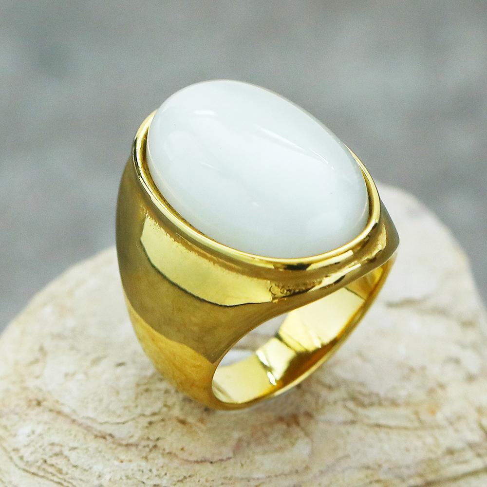 2025 Neuer Herrenring aus Edelstahl mit farbigem ovalem Edelstein Gothic Biker Hipster Schmuck für Männer Mann Geschenkidee