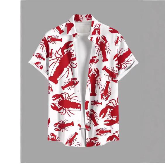 Fashion Men's Hawaiian Shirt 3D Printed Short Sleeve Button Down Lapel Shirt Summer Oversized Top