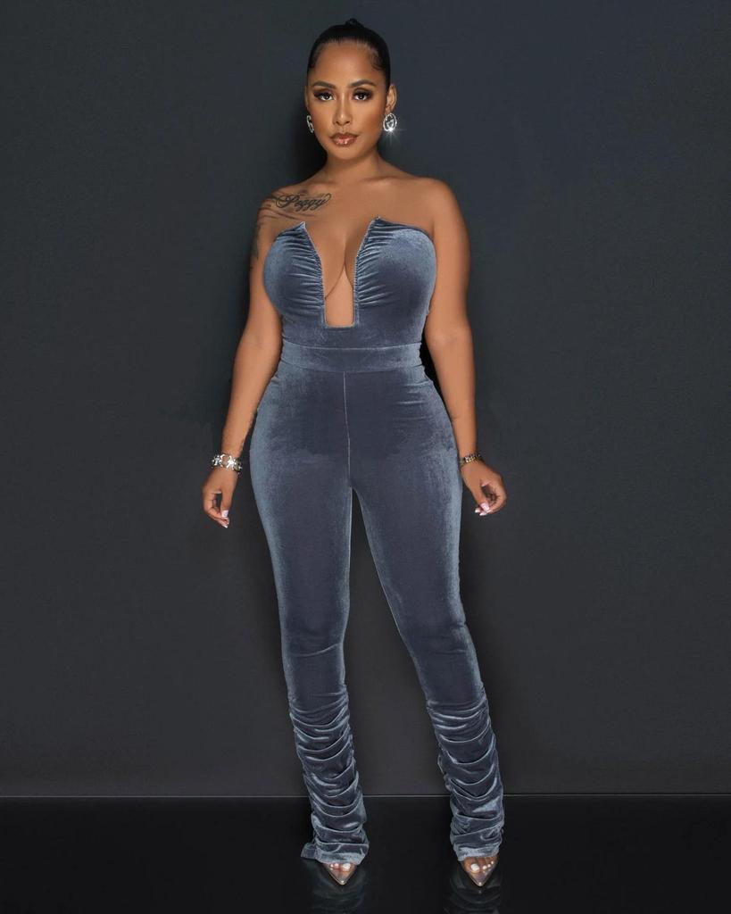 European & American Women's Fashion Velvet Jumpsuit - Sexy, Casual Style (RC3245)