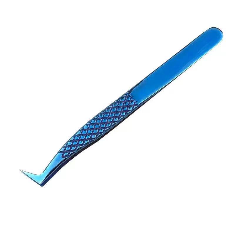 7-Shaped Cross-Stripped Eyelash Extension Tweezers for Grafting and Custom Lashes.