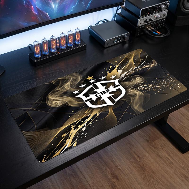 Brazil Football Crest Mouse Pad, Extended Non Slip Rubber Desk Mat for Gaming Office Laptop Fan Gift