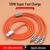 120W Three-in-One Fast Charge Zinc Alloy Orange Silicone Charging Cable