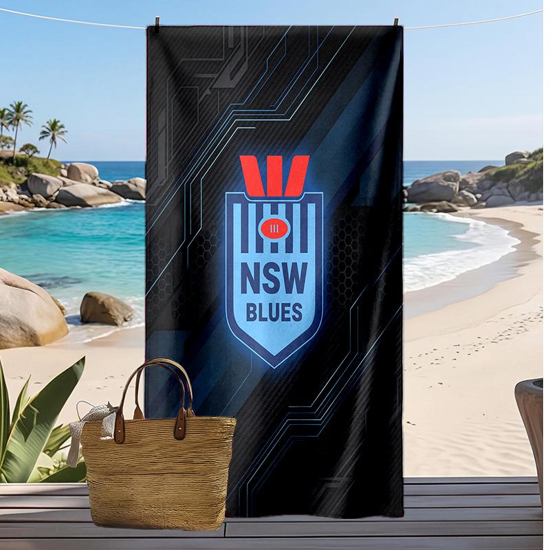 NSW Blues Print Beach Towel Soft Portable Quick?dry Towel For Pool Summer Vacation Outdoor Sport