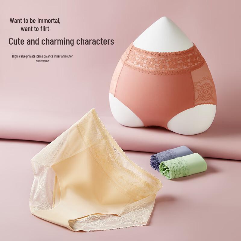 Langsha Women's High-Waist Tummy Control Lace Antibacterial Cotton Briefs