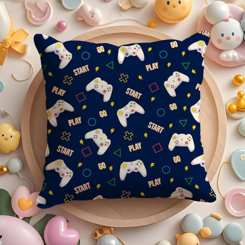 Hot Colorful Game Gamepad Pillow Case Soft Plush Fabric Double-Sided Printed Cushion Cover Warm Winter Sofa Pillow Case