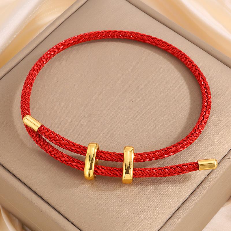 Titanium steel waterproof and sweat-proof pig nose hand rope adjustable I-shaped buckle steel wire multicolored rope D hard gold red rope