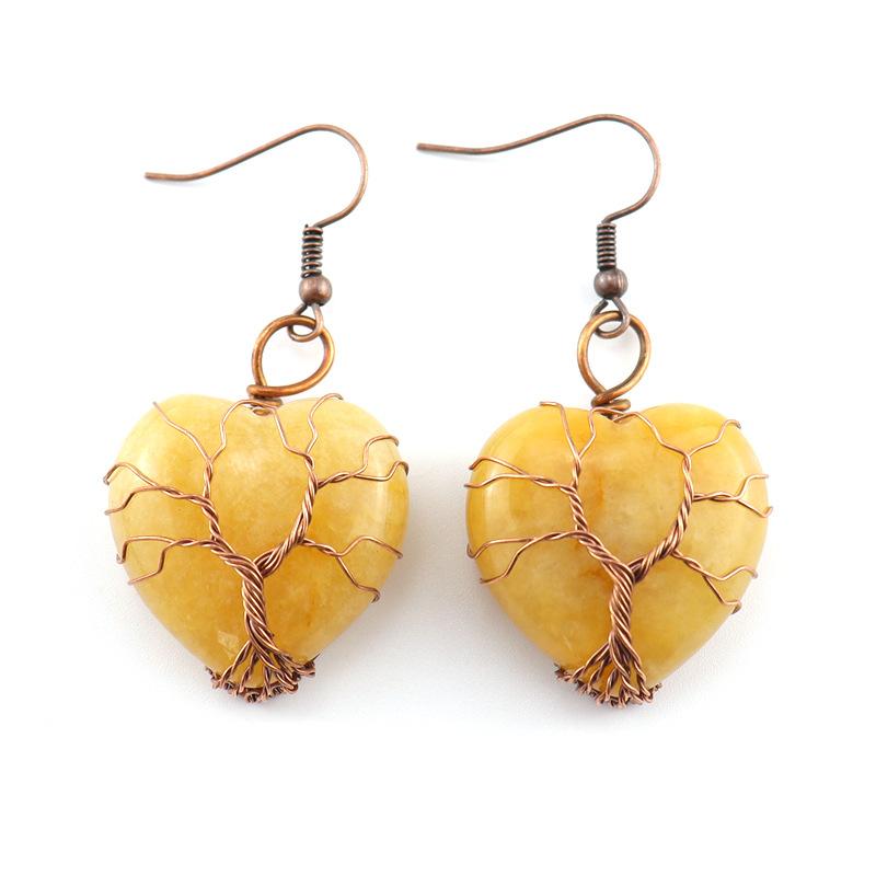 

Retro Handmade Winding Tree Of Life Peach Heart Agate Earrings Earrings, Love Heart Earrings E33 цітриновий