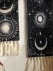 1pc Boho Celestial Wall Hanging Tapestry, Moon Phase Black and White Banner with Tassel, Witchy Bedroom Home Wall Art Decoration