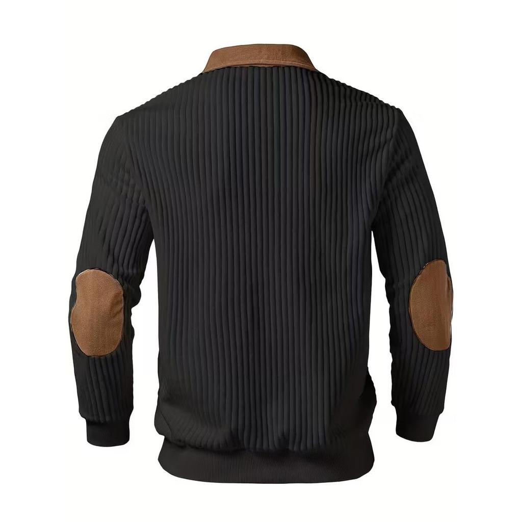 Autumn Winter Men's Half Zipper Patchwork Fashion Sweater Casual Knitting Pullovers Man