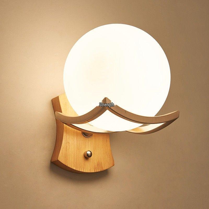 Moderne minimalistisk vegglampe i tre for soverom og gang (Kinesisk og europeisk stil)