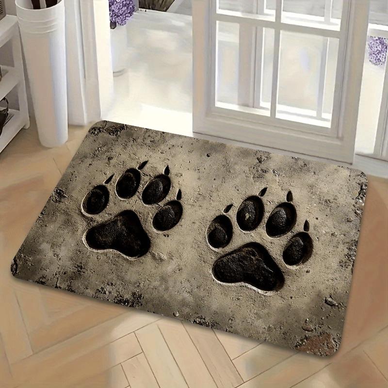 Muddy Dog Paw Print Mat: Non-Slip Soft Coffee Maker Mat, Washable Area Rug for Kitchen, Entryway, Living Room Home Decor