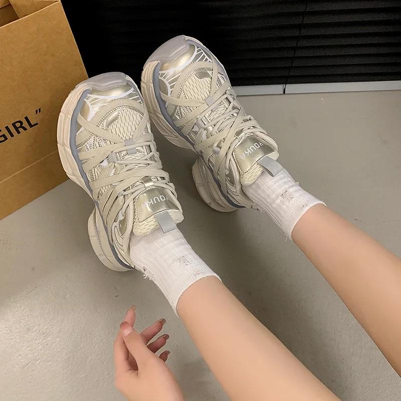 Scarpe da Corsa Sportive da Donna Sneakers Chunky Scarpe in Mesh Scarpe Vulcanizzate da Donna Sneakers Casual con Lacci