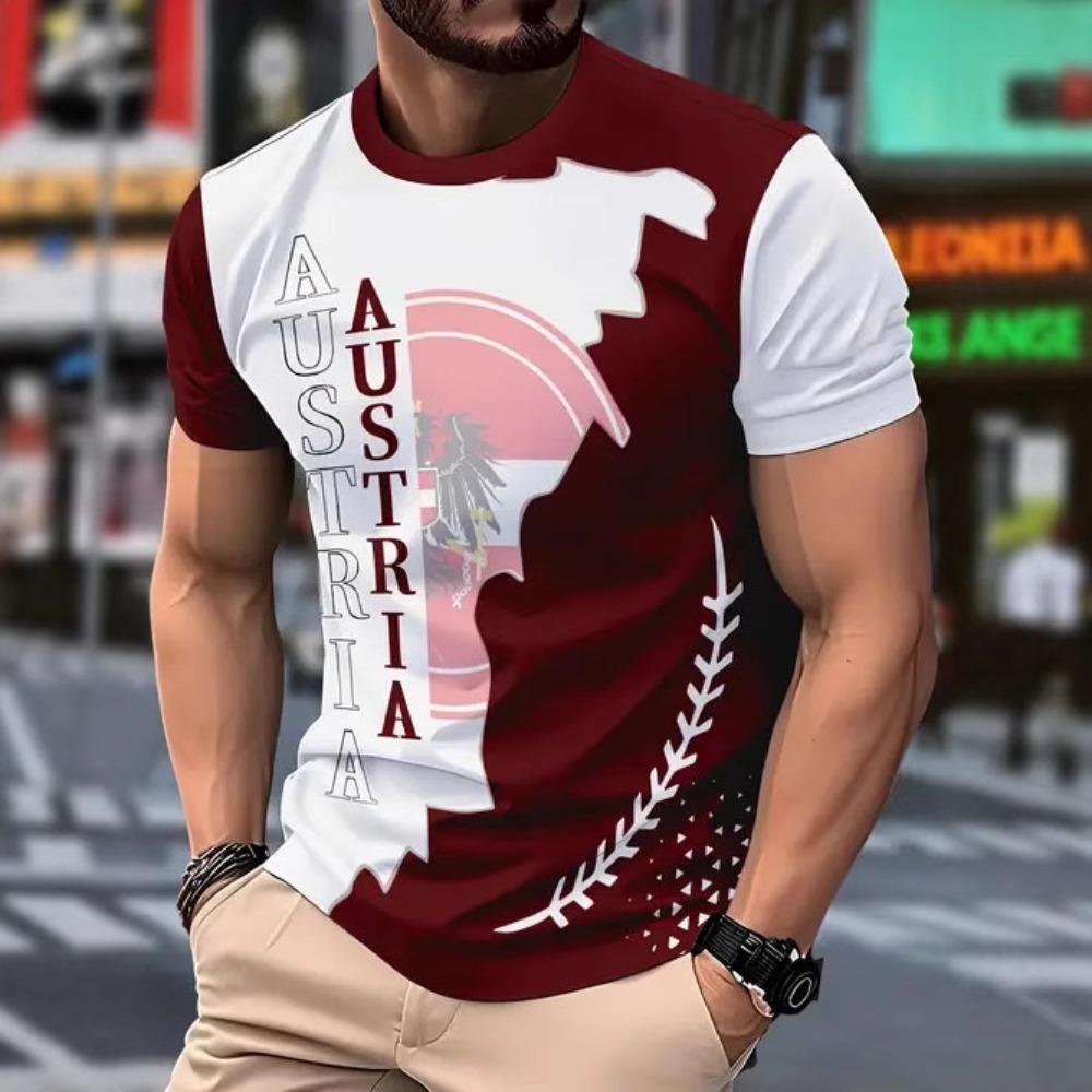 Summer Comfortable Fashionable Men's T-shirt Colorful Fun Printing Soft Comfortable Breathable Round Neck Short Sleeved T-shirt