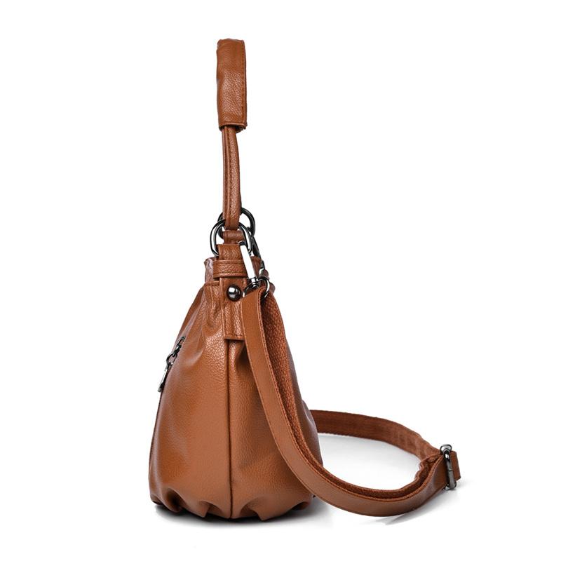 Borsa a Spalla Morbida in PU con Chiusura a Zip Frontale e Tracolla Regolabile Elegante Borsa Tote Quotidiana da Donna