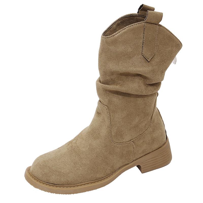 Suede pointed pile boots British style 2025 new knight boots niche thin medium boots versatile fashion boots