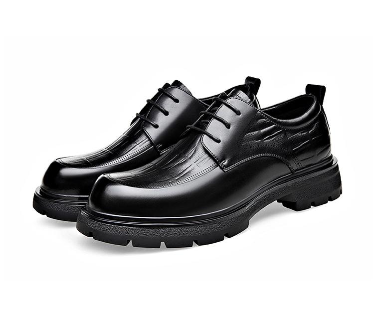 2025 autumn new British business platform big head wide feet black men's shoes fashion casual
