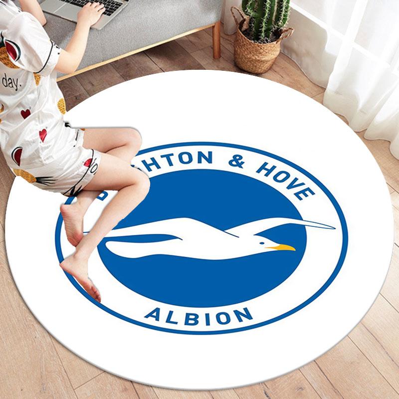 Brighton & Hove Albion Round Area Rug,Carpet Rug for Living Room Bedroom Sofa Playroom Decor,Non-slip Floor Mat