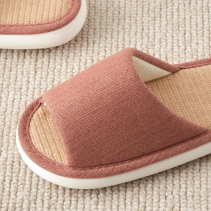 Four Seasons Linen Slippers Women's Home Spring and Autumn Thick Bottom Non-slip High-value Cotton and Linen Slippers Indoor Home Men