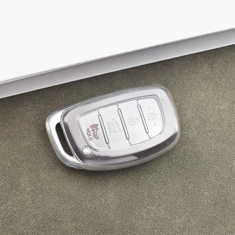 Transparent TPU Shell Fob Car Smart Key Case Cover For Hyundai Tucson Santa Fe Creta Ix35 Ix45 I10 I30 I40 Rena Sonata Elantra