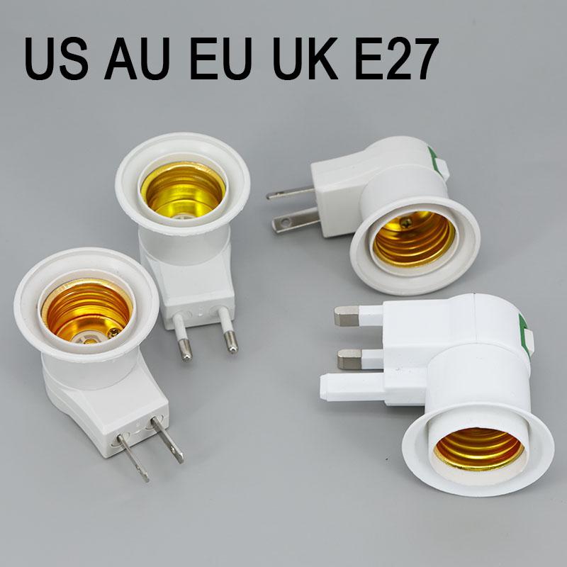 220V US AU EU UK E27 Lamp Socket Adapter with On/off Switch Plastic Standard Screw-in Socket Outlet Converter Bulbs Home