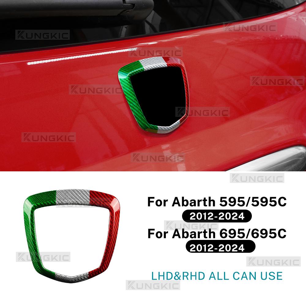 Real Hard Carbon Fiber For Abarth 595 695 2012 2013 2014 2015 2016 2017 2018 2019 2020 2025-2025 Front Badge Whiskers Logo Frame